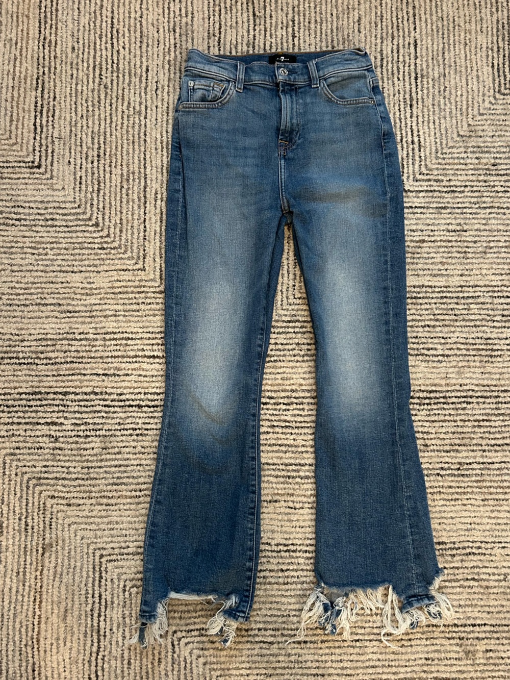 7 For All Mankind High rise Kick Raw Hem Blue Jeans Size 25